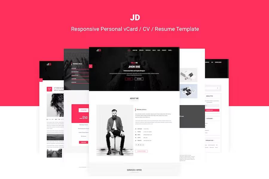 JD - Responsive Personal vCard   CV   Resume Template