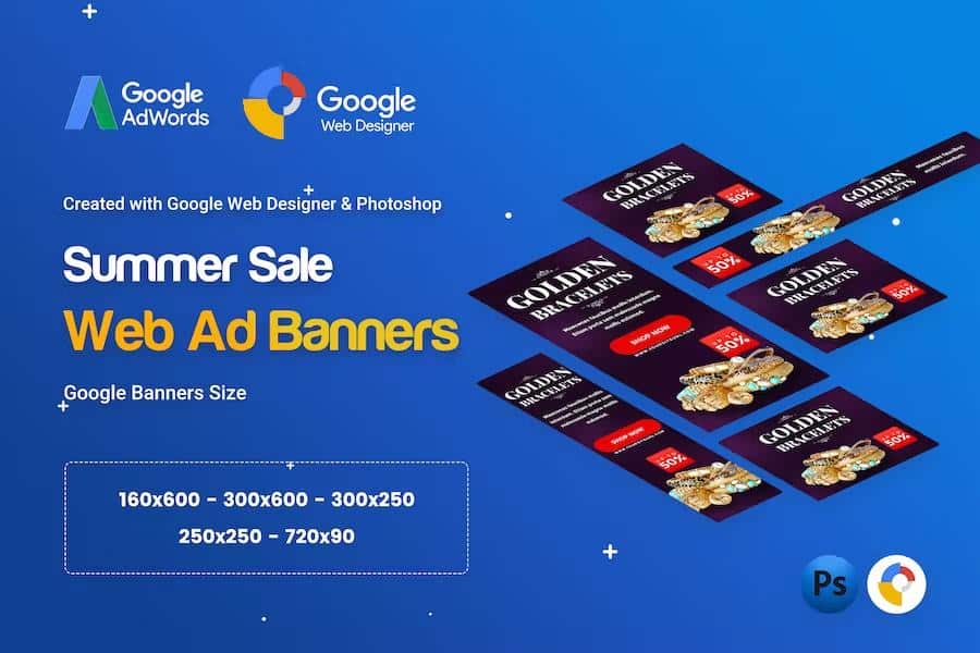 Jewelry Golden Banners Ad - GWD & PSD