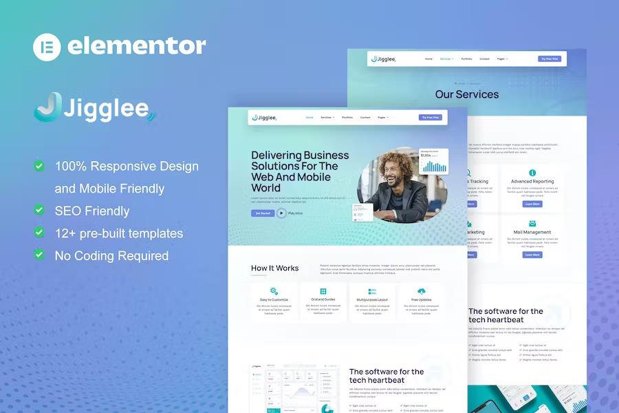 Jigglee - Tech Startup Business Elementor Template Kit listing image