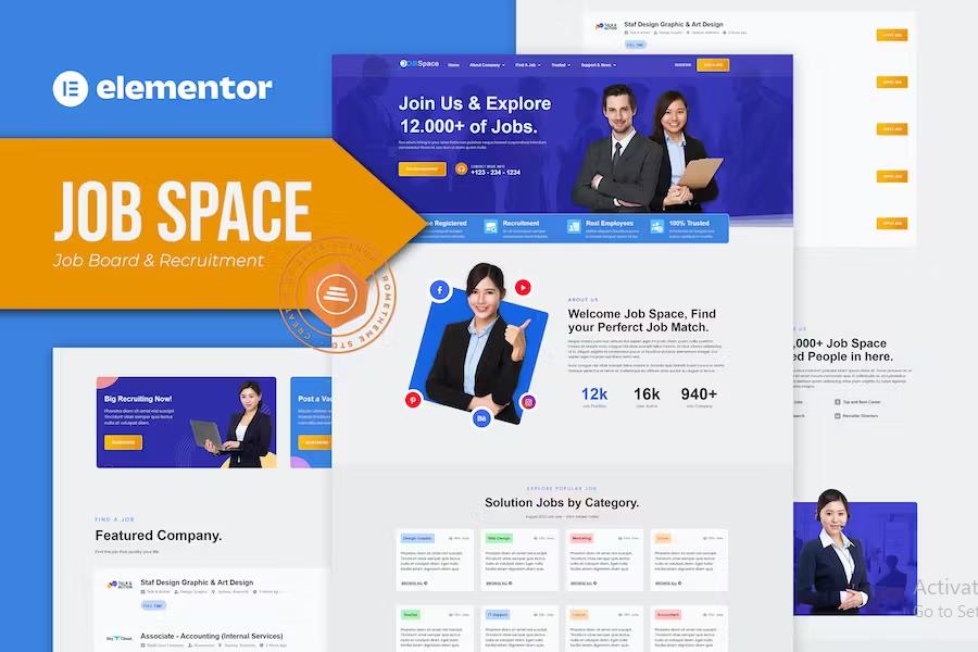 Preview image for Job Space - Job Board & Recruitment Elementor Template Kit