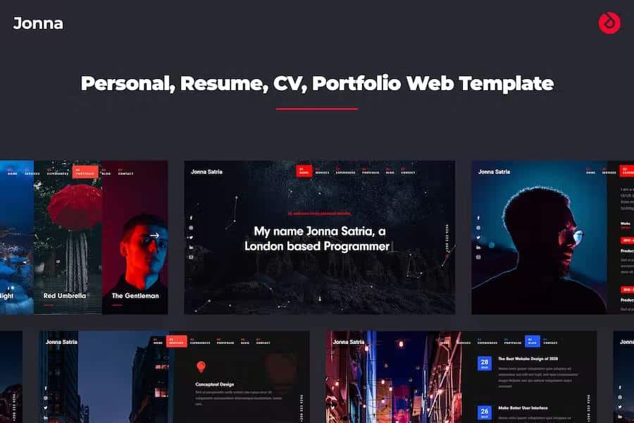 Jonna - Personal   Resume   Portfolio Website Template