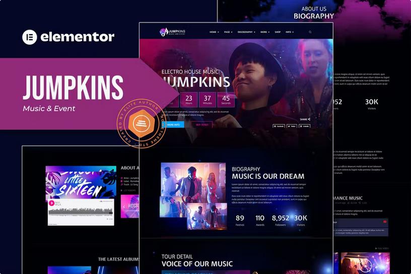 Jumpkins - Music & Event Elementor Template Kit product preview