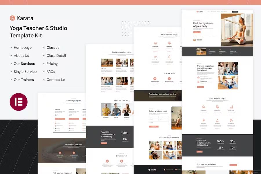 Karata - Yoga Teacher & Studio Elementor Template Kit product preview