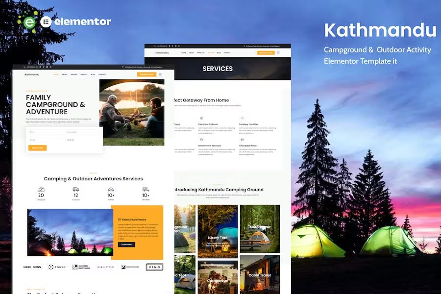 Kathmandu - Campground and Outdoor Activity Elementor Template Kit product preview