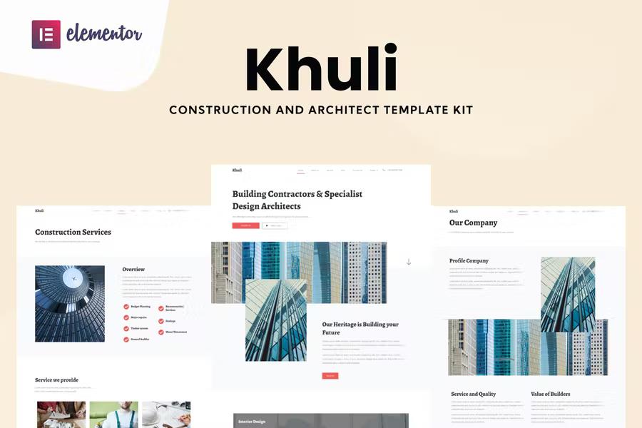 Product preview supplied for Khuli - Construction & Architecture Elementor Template Kit