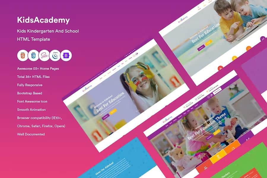 KidsAcademy -Kids Kindergarten & School HTML Template listing image