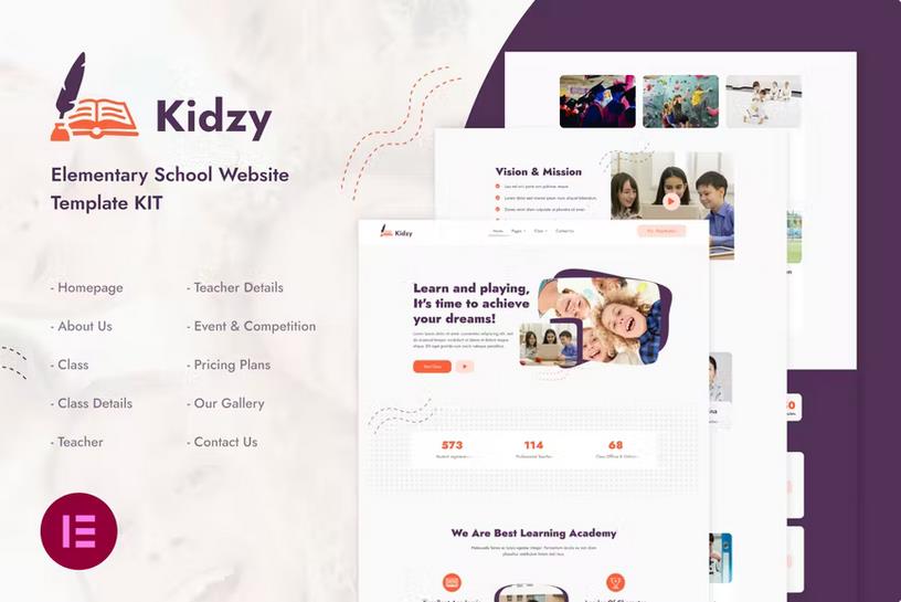 Kidzy | Elementary School Elementor Template Kit