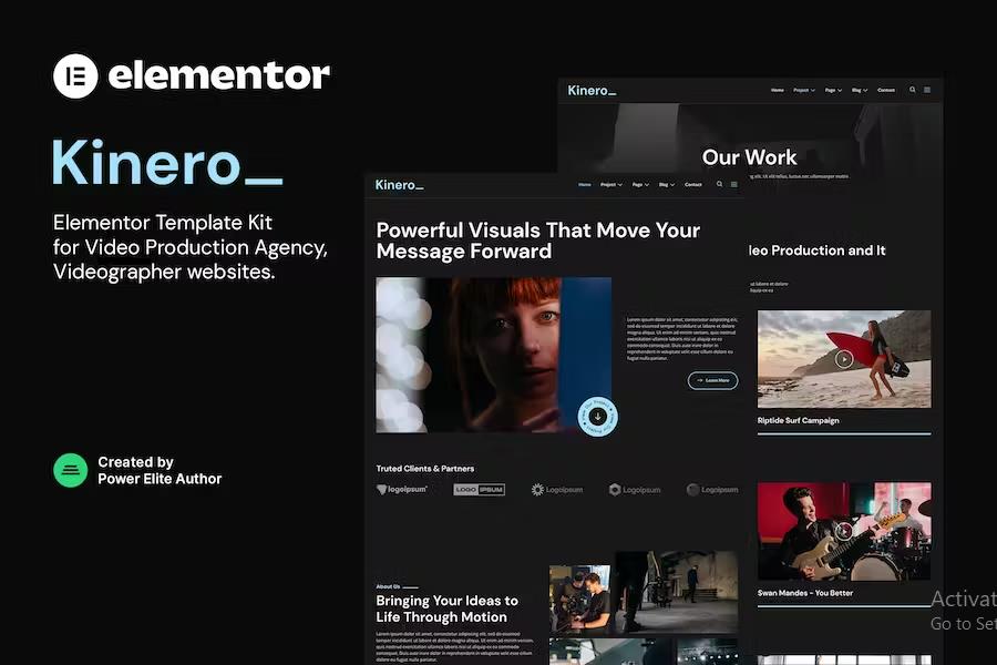 Kinerio – Video Production Agency Elementor Template Kit product preview