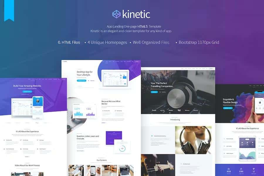 Kinetic - Desktop, Mobile & Product App Landing Pages