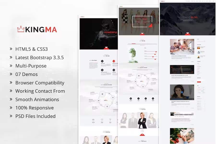 Product preview supplied for KingMa - Creative Business Onepage HTML Template