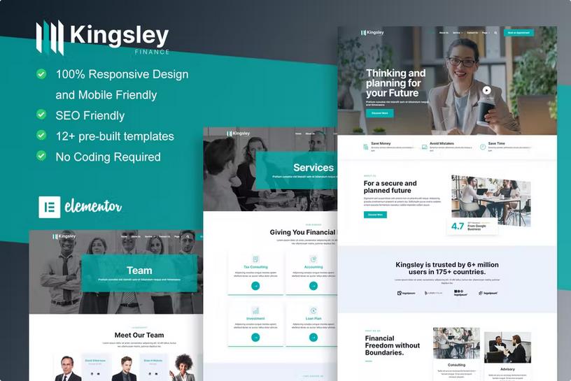 Kingsley - Finance & Investment Elementor Template Kit product preview