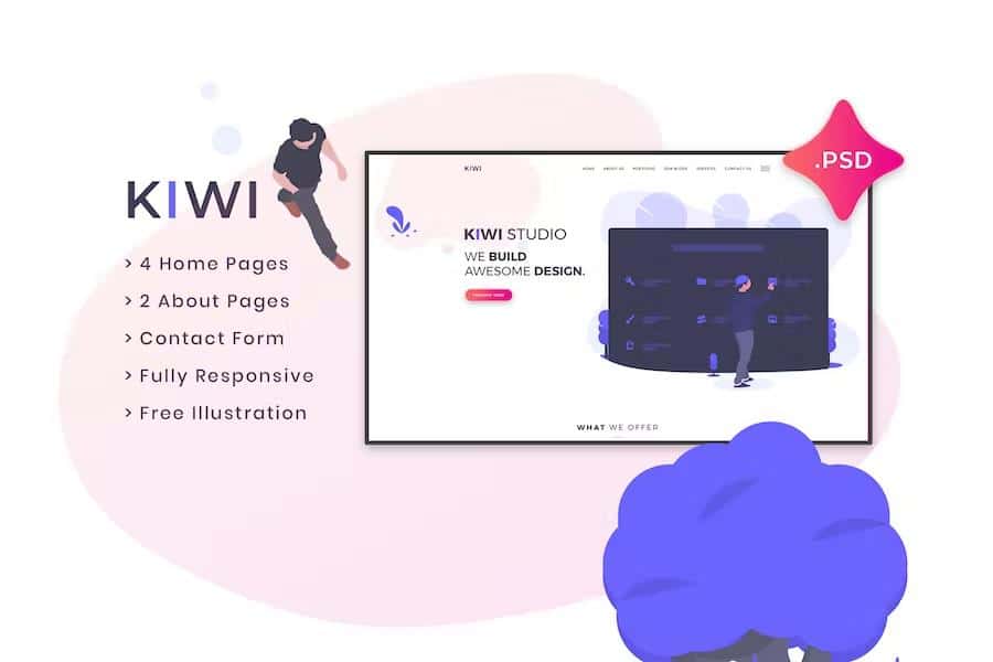 Kiwi - Creative One Page PSD Template
