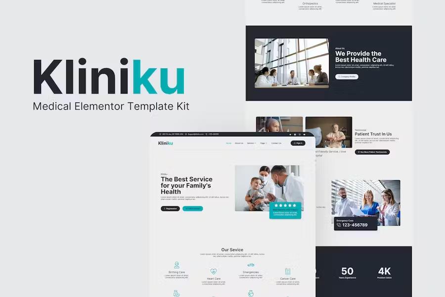 Kliniku - Medical Elementor Template Kit product preview