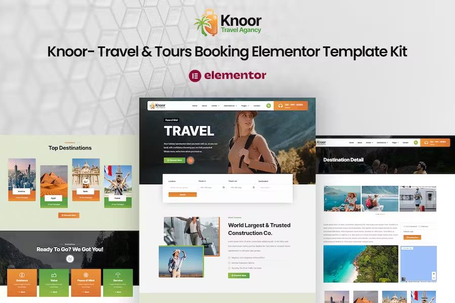 Product preview supplied for Knoor - Travel & Tours Booking Elementor Template Kit