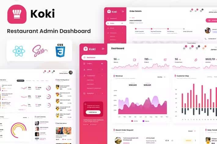 Koki - Restaurant Food React Admin Dashboard Template listing image