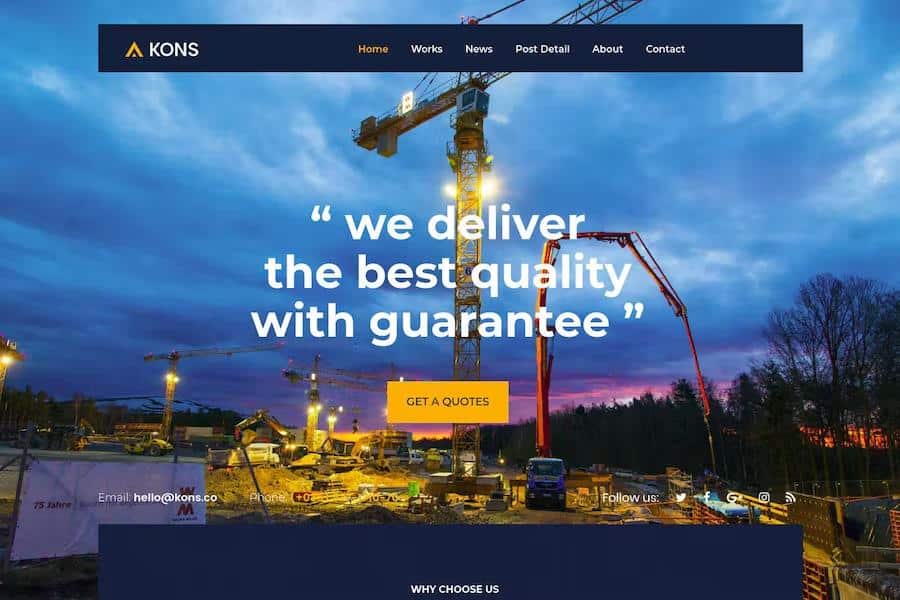 Kons - Construction and Building Drupal 9 Theme