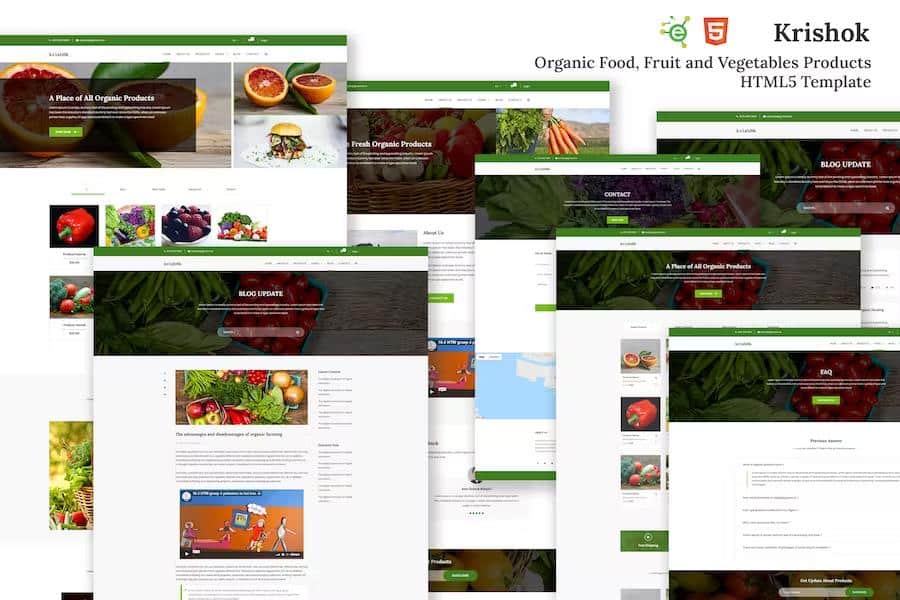 Krishok - Organic Food, Fruit and Vegetables Products HTML5 Template