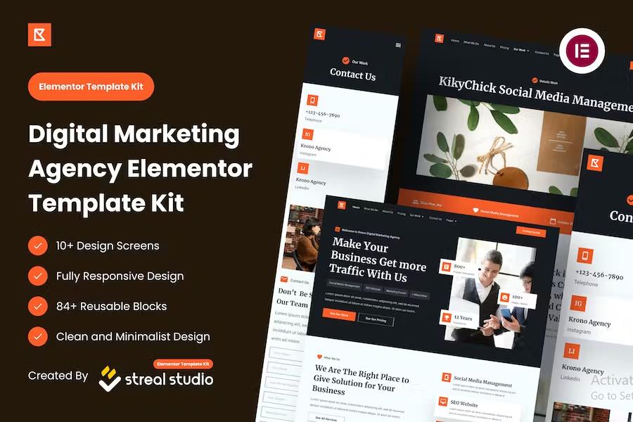 Krono - Marketing Agency Elementor Template Kit