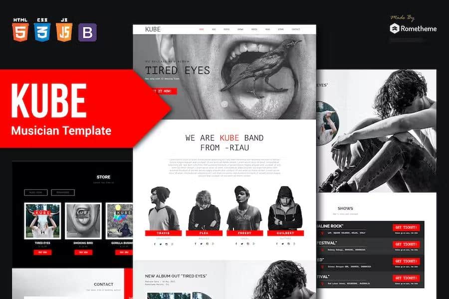 Kube - Musician, DJ, Band, Music HTML Template