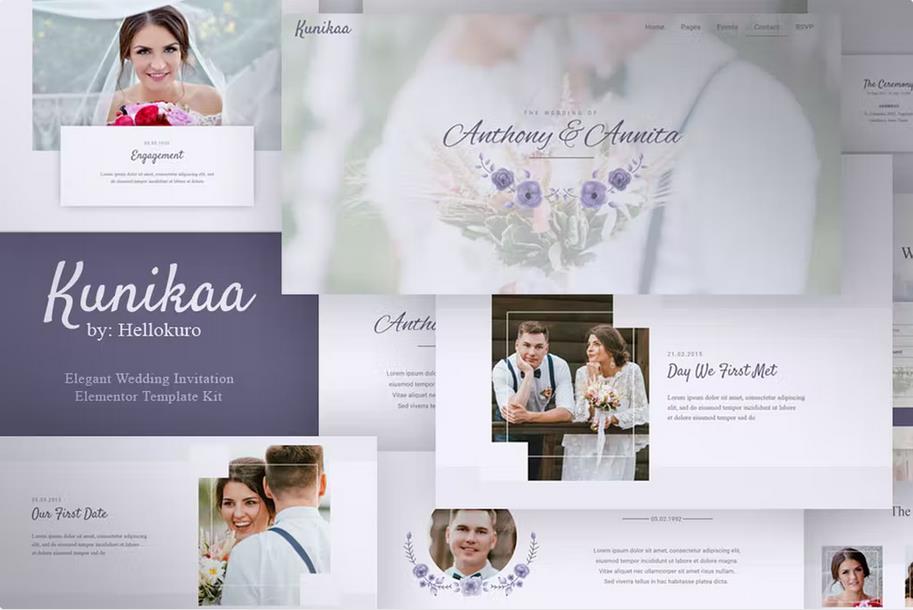 Kunikaa - Wedding Invitation Elementor Template Kit