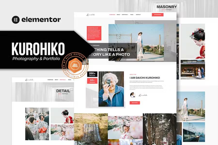Kurohiko - Photography & Portfolio Elementor Template Kit listing image