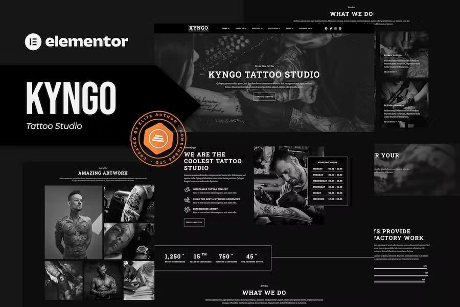 Preview image for Kyngo - Tattoo Studio Elementor Template Kit