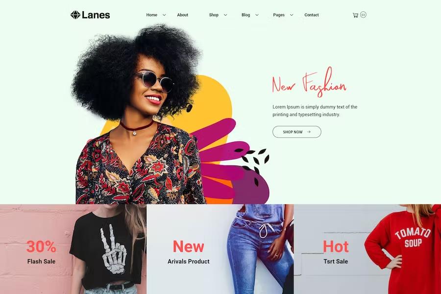 Lanes - Fashion Minimal Website Template Based on Bootstrap