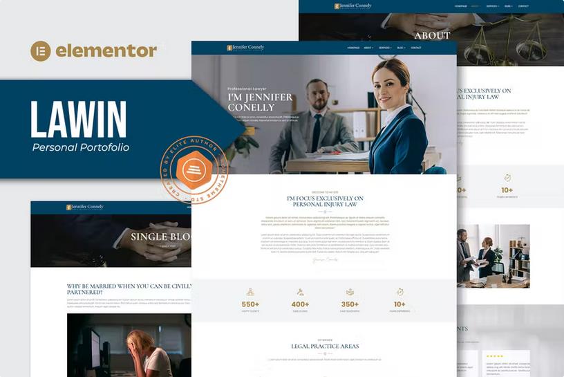 Lawin - Lawyer & Attorney Personal Elementor Template Kits product preview
