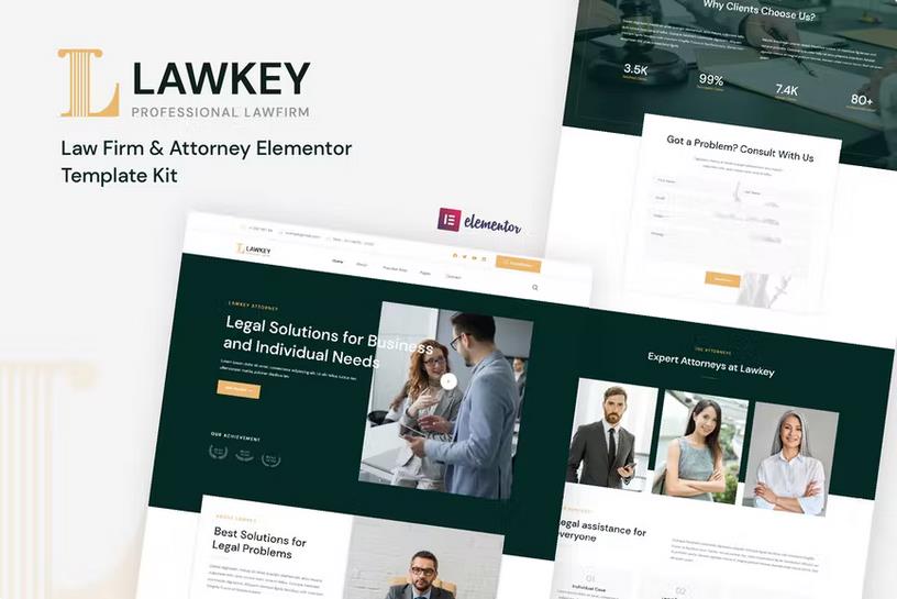 Lawkey - Law Firm & Attorney Elementor Template Kit product preview