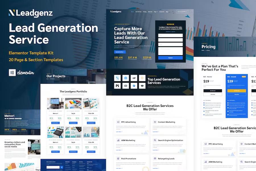 Product preview supplied for Leadgenz - Lead Generation & Sales Agency WordPress Elementor Template Kit