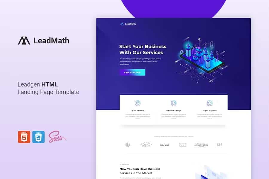 LeadMath - Lead Generation HTML Landing Page Template