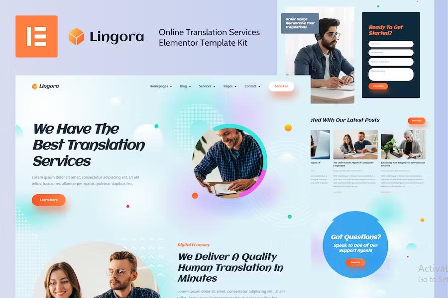 Lingora - Online Translation Services Elementor Template Kit listing image