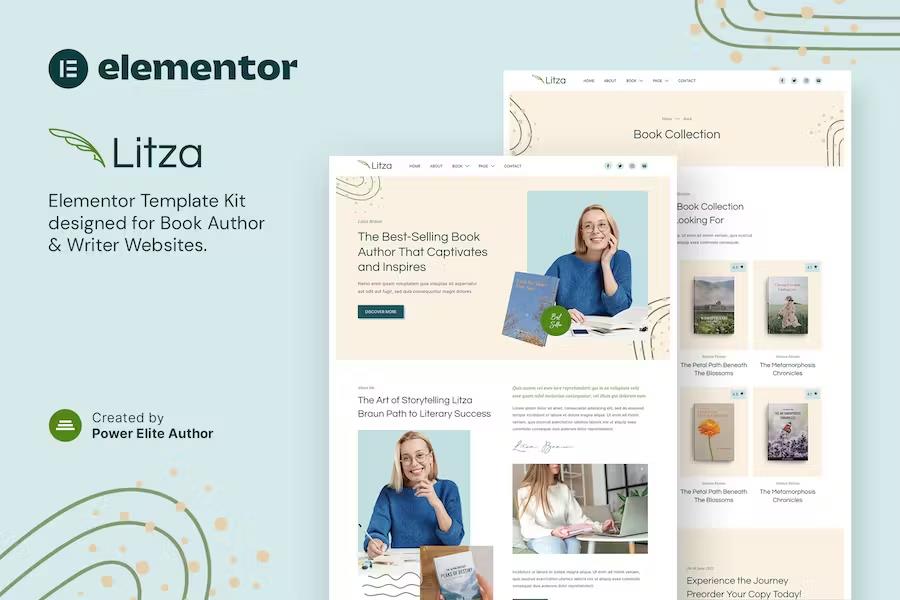 Product preview supplied for Litza – Book Author & Writer Elementor Template Kit