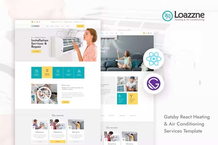 Loazzne - Gatsby React Heating & Air Conditioning Services Template