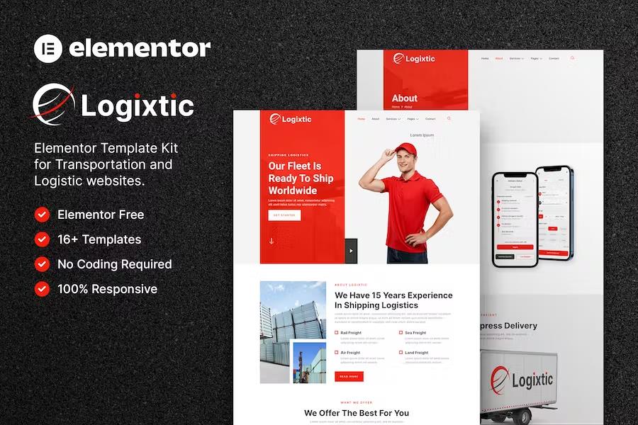 Logixtic – Transportation & Logistic Elementor Template Kit listing image
