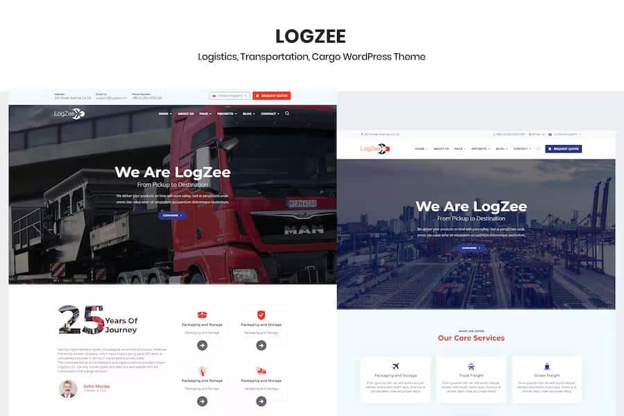 Logzee - Logistics, Transportation, Cargo WordPress Theme