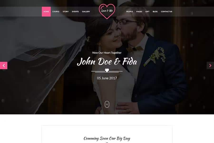 Love & We Wedding PSD Template