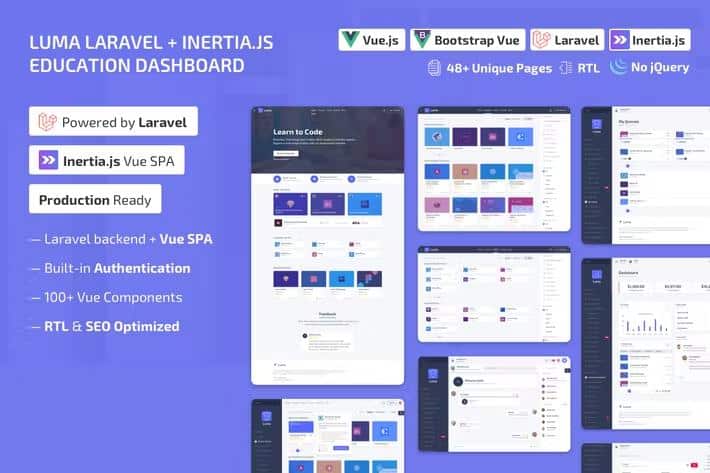 Luma Laravel LMS & Vue Education Admin Dashboard Template