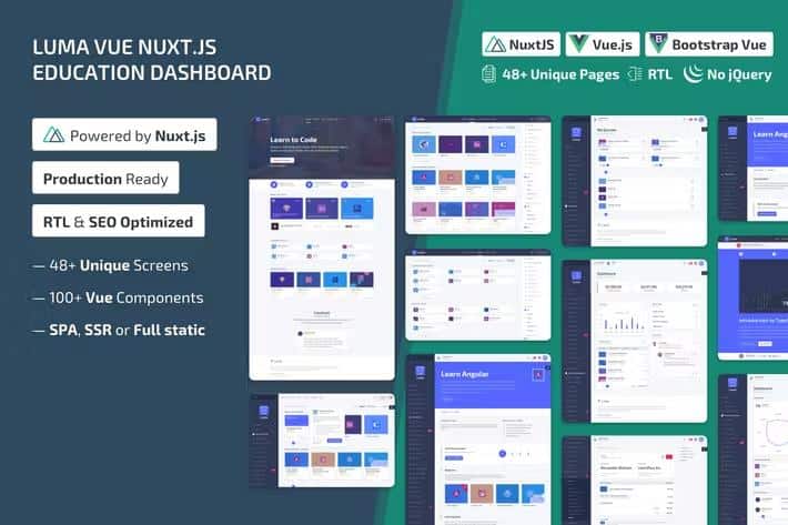 Luma Nuxt - NuxtJS Vue Learning Management System Admin Template