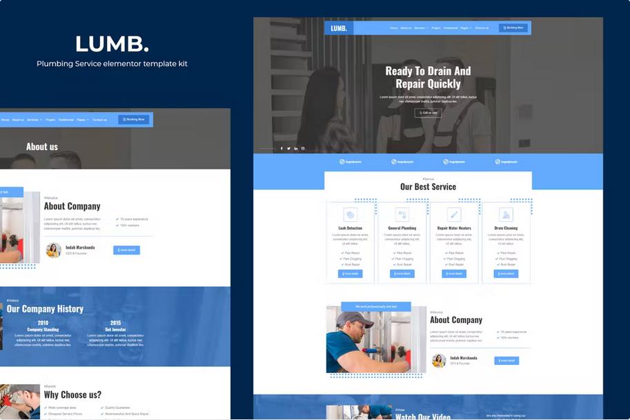 Lumb - Plumbing Service Elementor Template Kit product preview