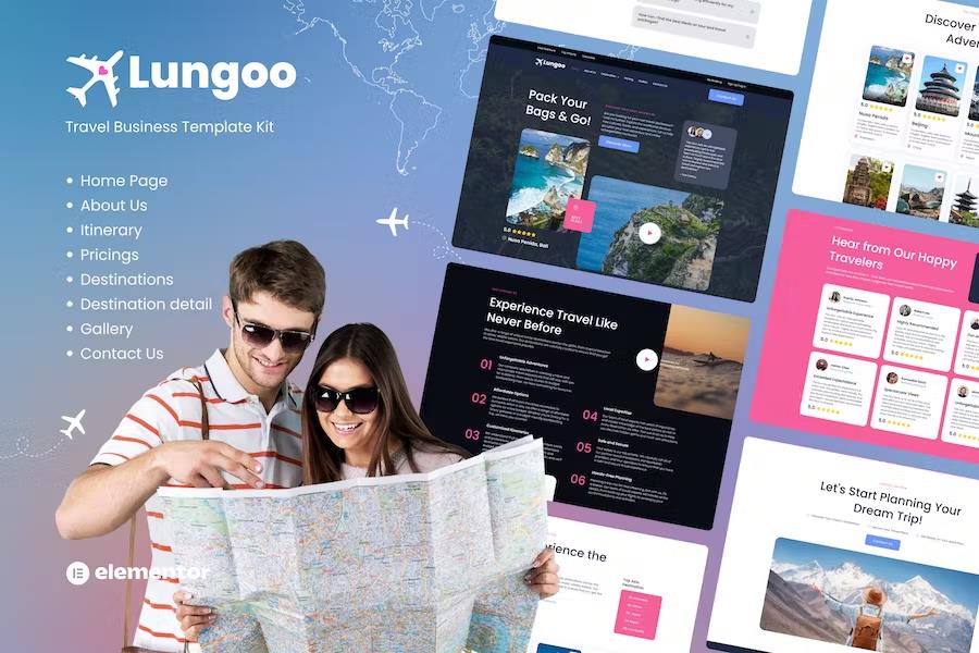 Lungoo - Travel Business Elementor Template Kit product preview