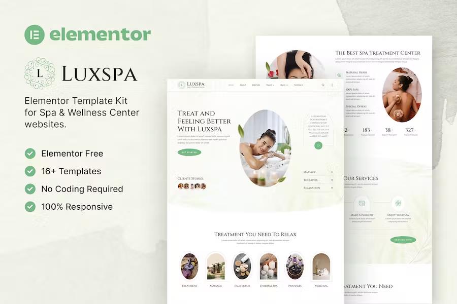 Luxspa – Spa & Wellness Center Elementor Template Kit product preview