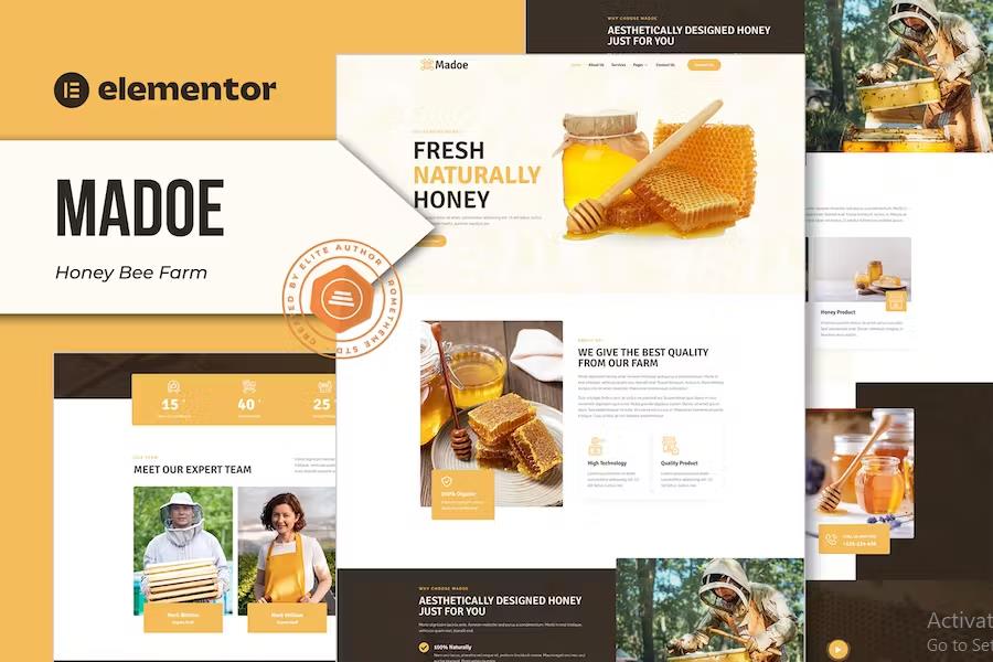 Product preview supplied for Madoe - Honey Bee Farm Elementor Template Kit