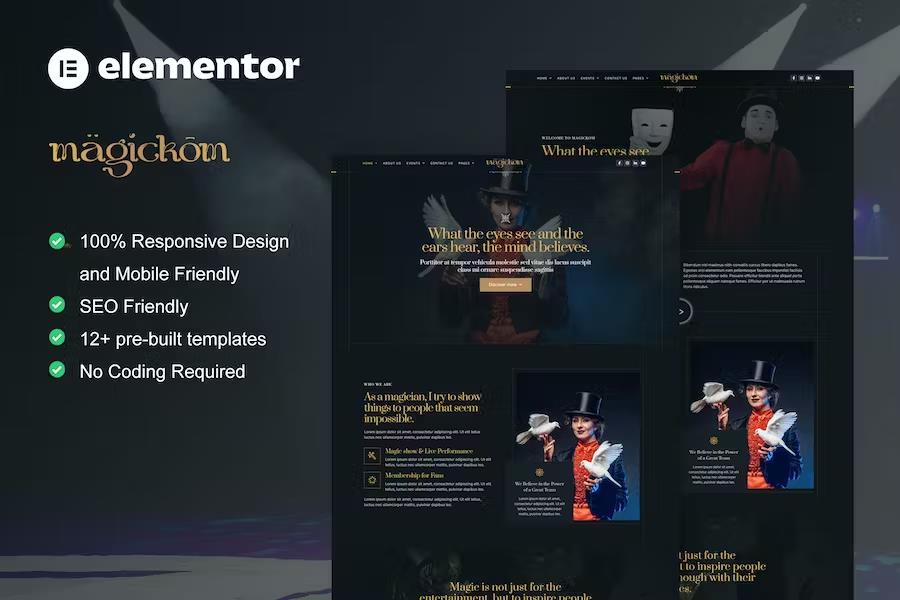 Product preview supplied for Magickom - Magician Elementor Template Kit