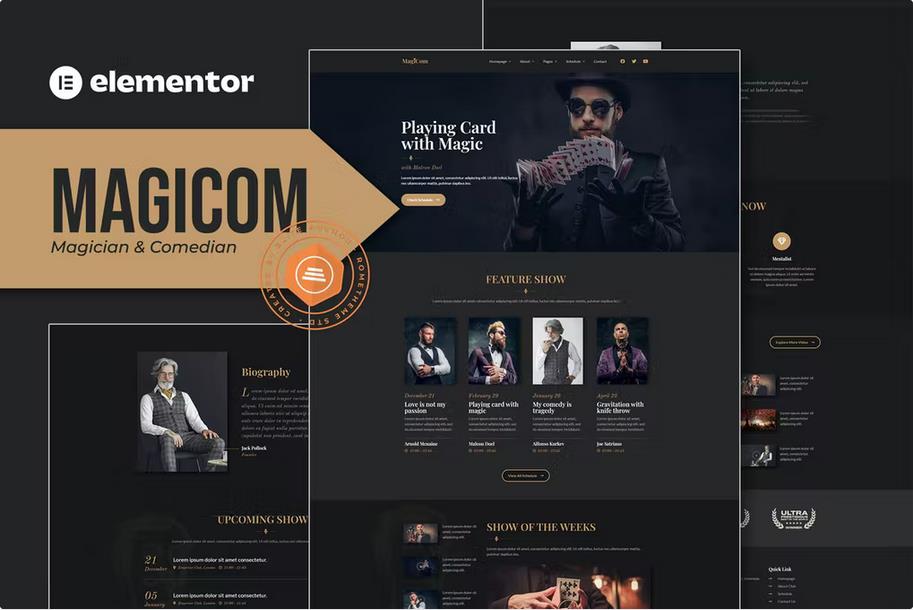 Magicom - Magician & Comedian Club Elementor Template Kit listing image
