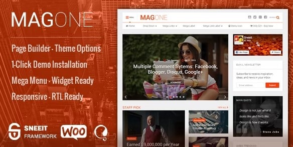 MagOne -­ Responsive Magazine & News WordPress Theme