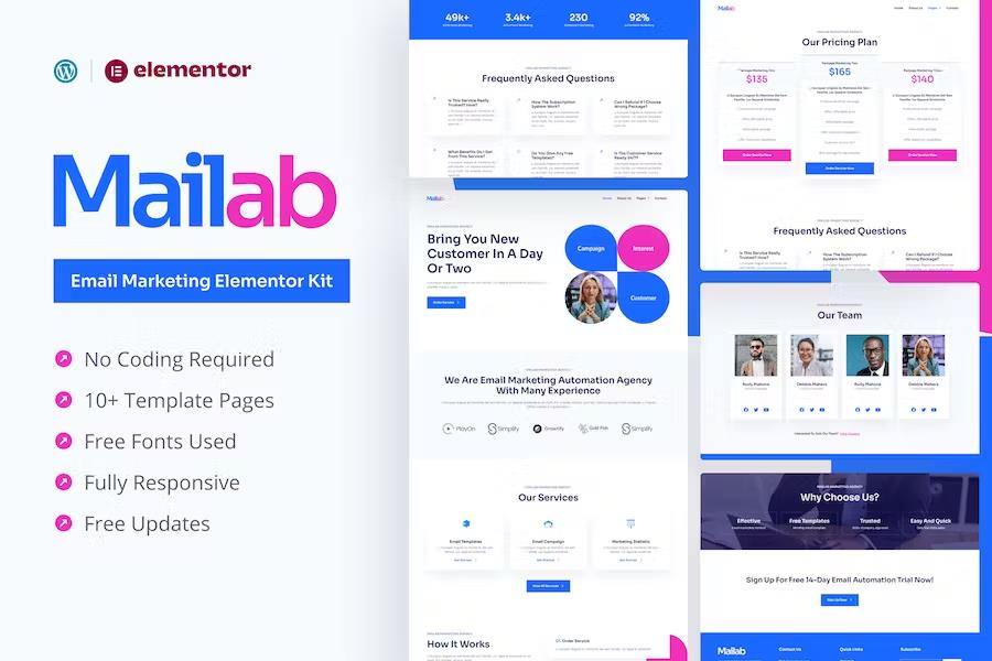 Preview image for Mailab - Email Marketing Elementor Template Kit