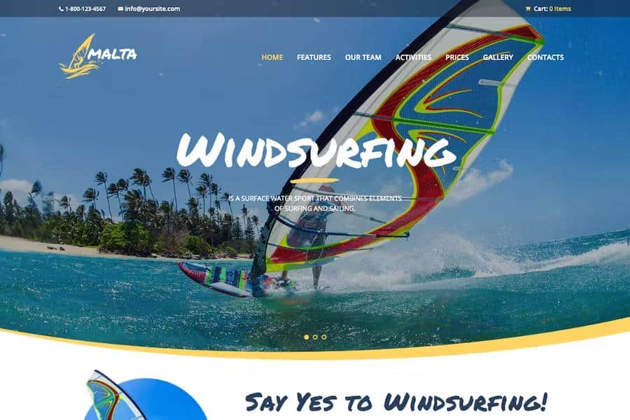 Malta - Windsurfing, Kitesurfing & Wakesurfing Center WordPress Theme