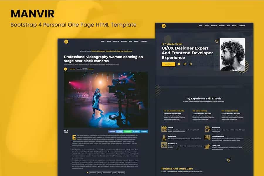 Manvir - Bootstrap 4 Personal One Page HTML Template