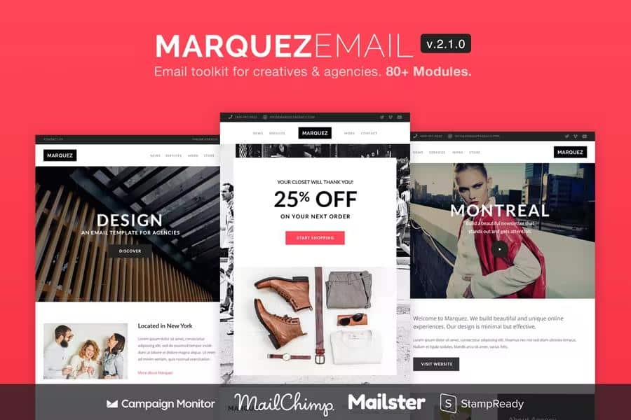 Marquez - Multipurpose Responsive Email: 80+ Sections + StampReady Builder + MailChimp + Mailster